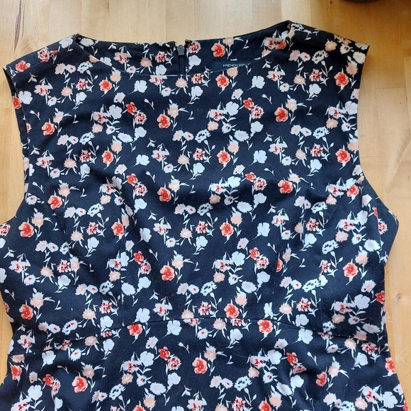 French Connection Dress, Size US 10, Black with White, Red and Coral Flowers - Picture 2 of 6